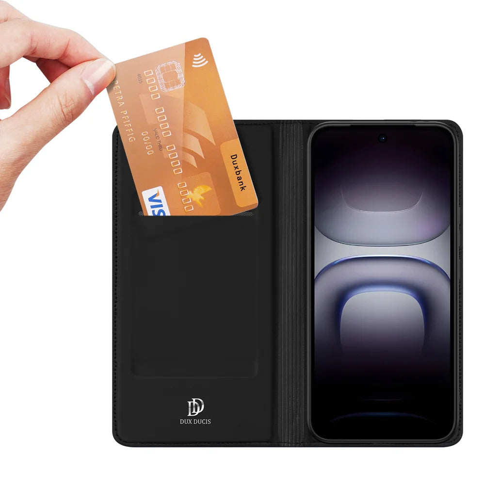 DUX DUCIS for Infinix Hot 70 Skin Pro Series Case Leather Stand Cover Card Holder - Black - 2