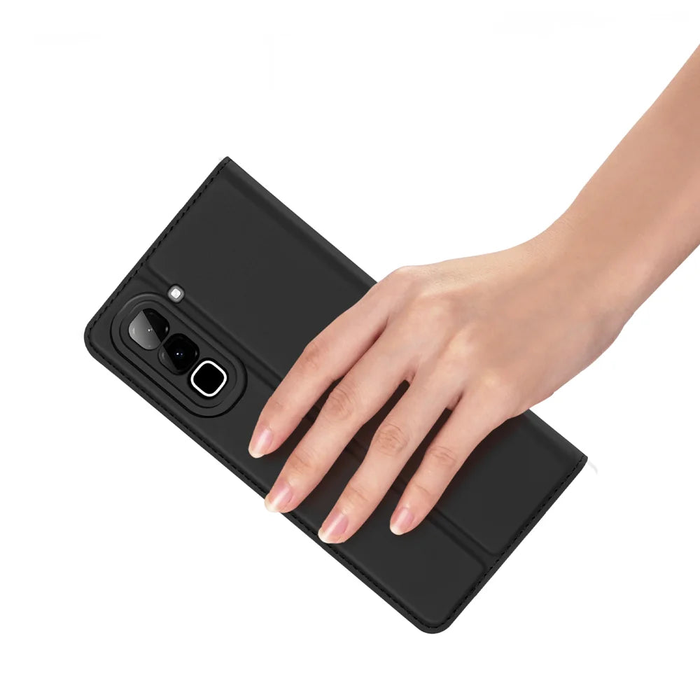 DUX DUCIS for Infinix Hot 70 Skin Pro Series Case Leather Stand Cover Card Holder - Black - 6