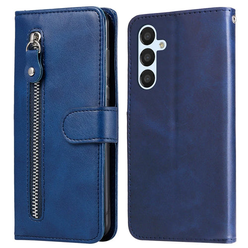 For Samsung Galaxy A54 5G PU Leather Cases with Zipper Pocket Wallet Phone Cover Stand - Blue - 1