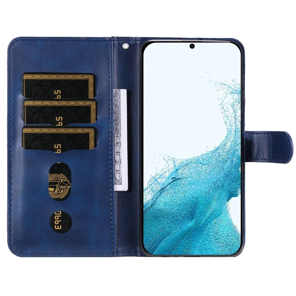 For Samsung Galaxy A54 5G PU Leather Cases with Zipper Pocket Wallet Phone Cover Stand - Blue - 3