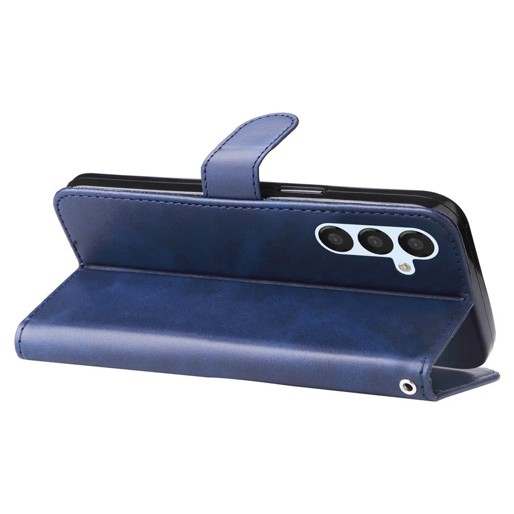 For Samsung Galaxy A54 5G PU Leather Cases with Zipper Pocket Wallet Phone Cover Stand - Blue - 5
