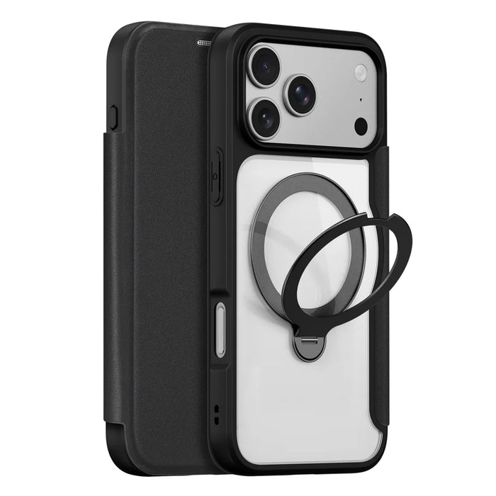 DUX DUCIS for iPhone 18 Pro Max / 17 Pro Max Leather Case  Skin X Pro Series Rotary Kickstand Cover Compatible with MagSafe - Black - 1