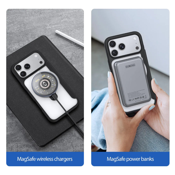 DUX DUCIS for iPhone 18 Pro Max / 17 Pro Max Leather Case  Skin X Pro Series Rotary Kickstand Cover Compatible with MagSafe - Black - 5