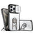 For iPhone 15 Pro Max Case with Slide Camera Cover Kickstand PC + TPU Protective Phone Shell - Silver - 1