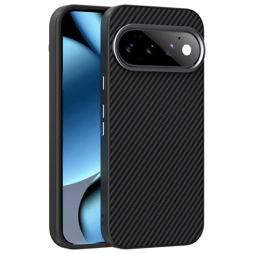 ABEEL for Google Pixel 11 Pro Magnetic Case Carbon Fiber Texture TPU PC PU Phone Back Cover - Black - 1