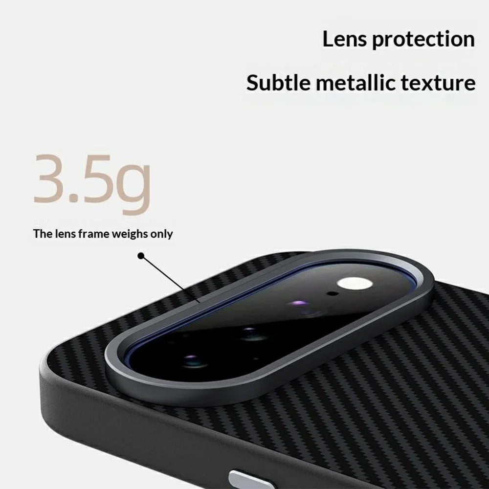 ABEEL for Google Pixel 11 Pro Magnetic Case Carbon Fiber Texture TPU PC PU Phone Back Cover - Black - 6