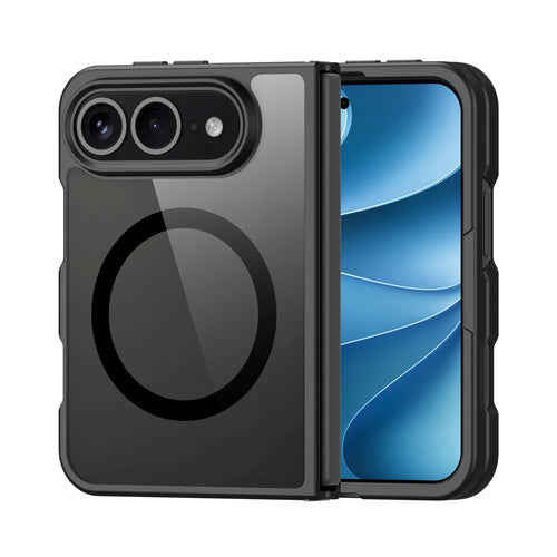 DUX DUCIS for iPhone Fold Aimo Series Magnetic Case PC + TPU Clear Back Phone Cover (REACH Certification) - Black - 1