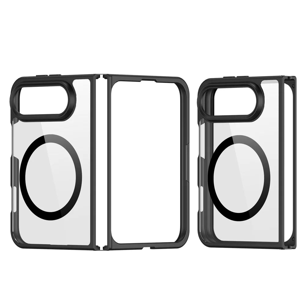 DUX DUCIS for iPhone Fold Aimo Series Magnetic Case PC + TPU Clear Back Phone Cover (REACH Certification) - Black - 2