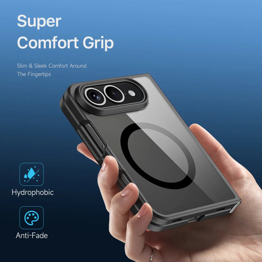 DUX DUCIS for iPhone Fold Aimo Series Magnetic Case PC + TPU Clear Back Phone Cover (REACH Certification) - Black - 5