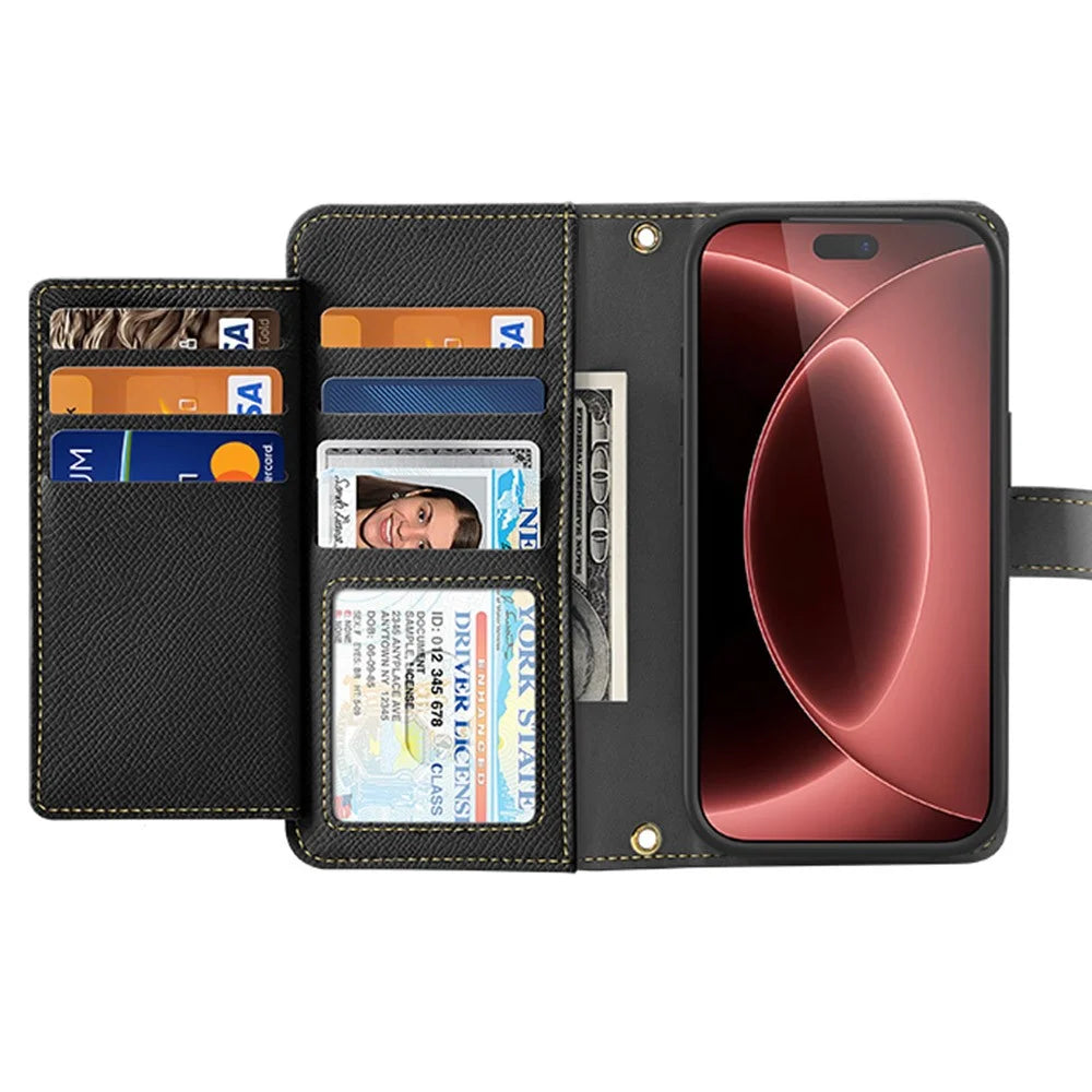 DUX DUCIS Lawa Series for iPhone 18 Pro Max / 17 Pro Max Cowhide Leather Case 2 in 1 Magnetic Detachable Zipper Wallet - Black - 4