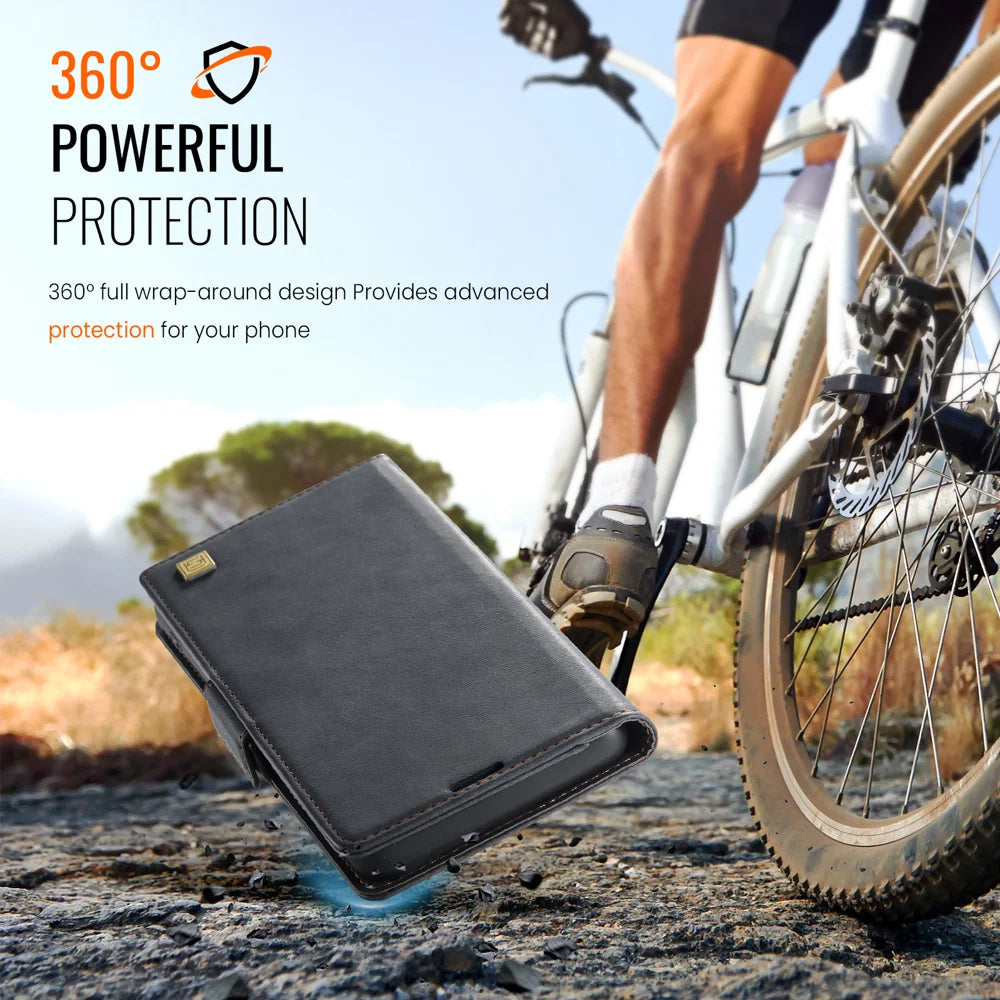 AUTSPACE for Samsung Galaxy A07 4G / Galaxy A06 4G / Galaxy A06 5G / Galaxy A08 5G / Galaxy A08 4G A11 Case RFID Blocking Retro Leather Cell Phone Wallet Cover - Black - 6