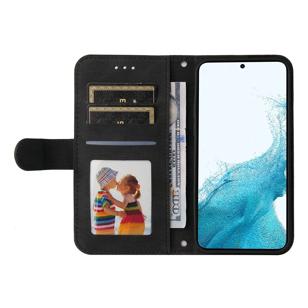 For Samsung Galaxy A54 5G Leather Wallet Cases Skin Touch Phone Cover Stand with Strap - Black - 2