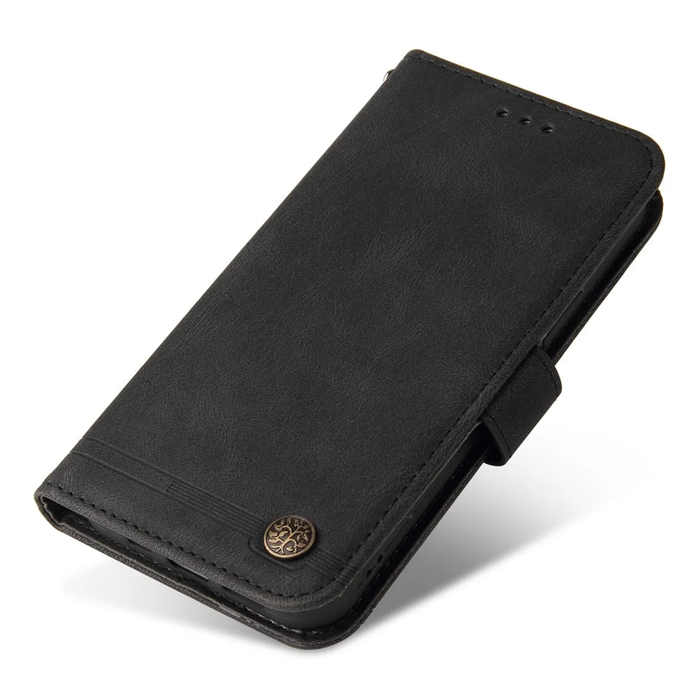 For Samsung Galaxy A54 5G Leather Wallet Cases Skin Touch Phone Cover Stand with Strap - Black - 5