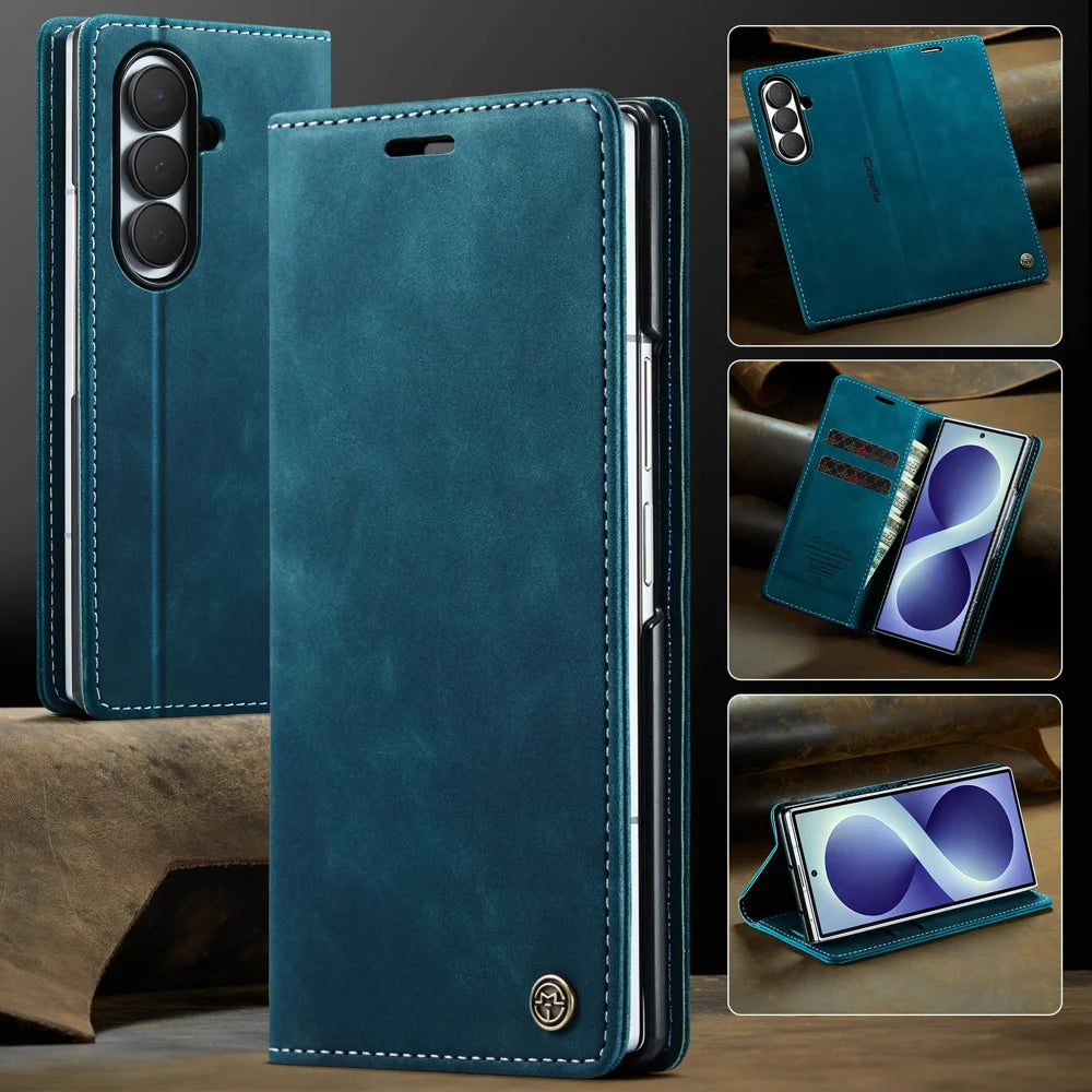 CASEME for Samsung Galaxy Z Fold8 Ultra Wallet Case  013 Series PU Leather Phone Cover Stand - Blue - 7