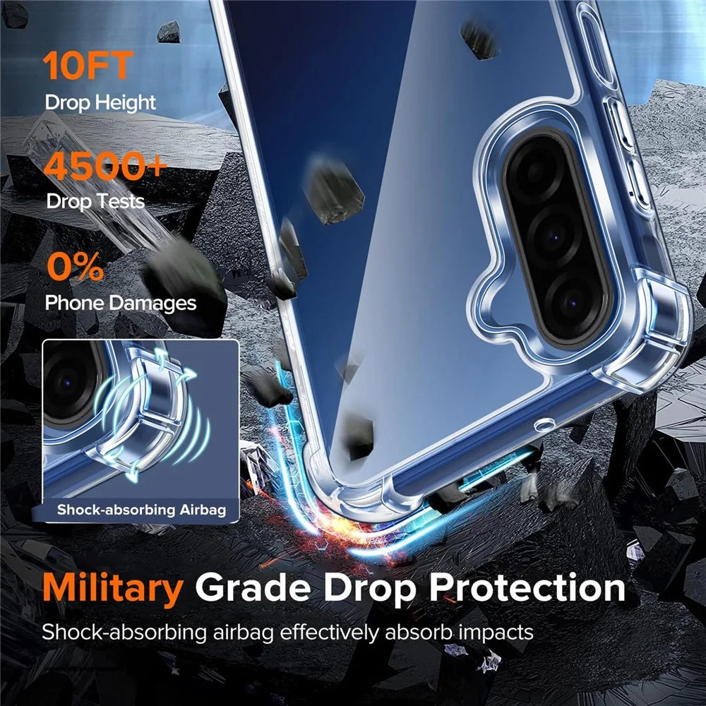 For Samsung Galaxy S26 FE Case Military Grade Drop Protection Acrylic + TPU Phone Cover - Transparent - 3