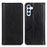 For Samsung Galaxy A34 5G Litchi Texture Split Leather Stand Phone Case Wallet Magnetic Auto-absorbed Shell Protection Cover - Black - 1