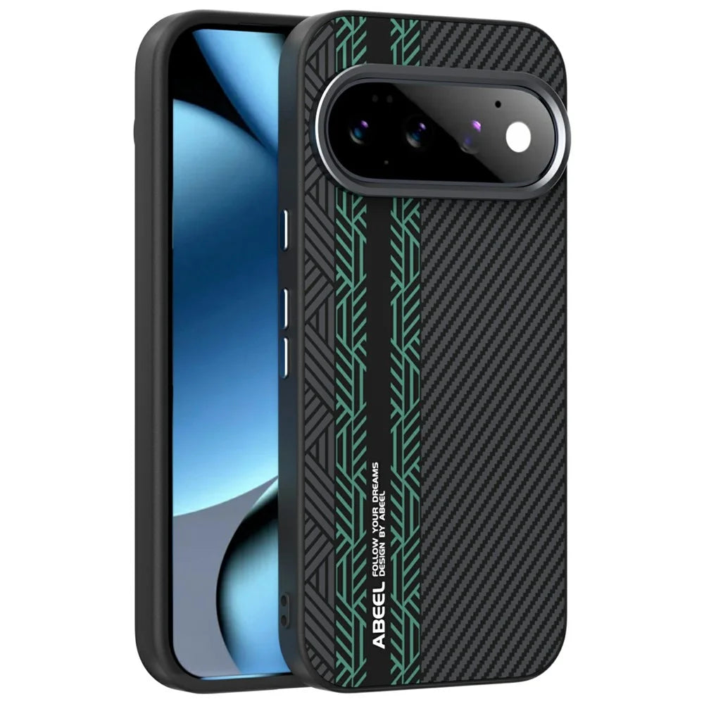 ABEEL For Google Pixel 11 Pro Magnetic Case PC + TPU + Aluminum Alloy + PU Leather Slim Phone Back Cover - Texture 2 - 1