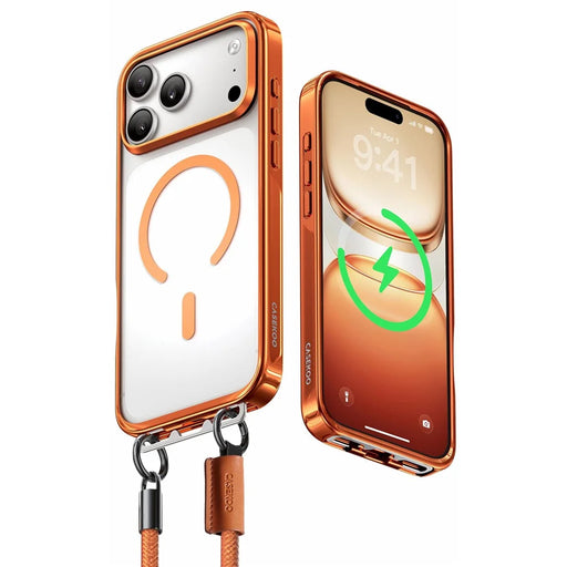 CASEKOO for iPhone 18 Pro Max / 17 Pro Max Magnetic Case Hidden Buckle PC + TPU Shockproof Protective Cover with Strap - Orange - 1