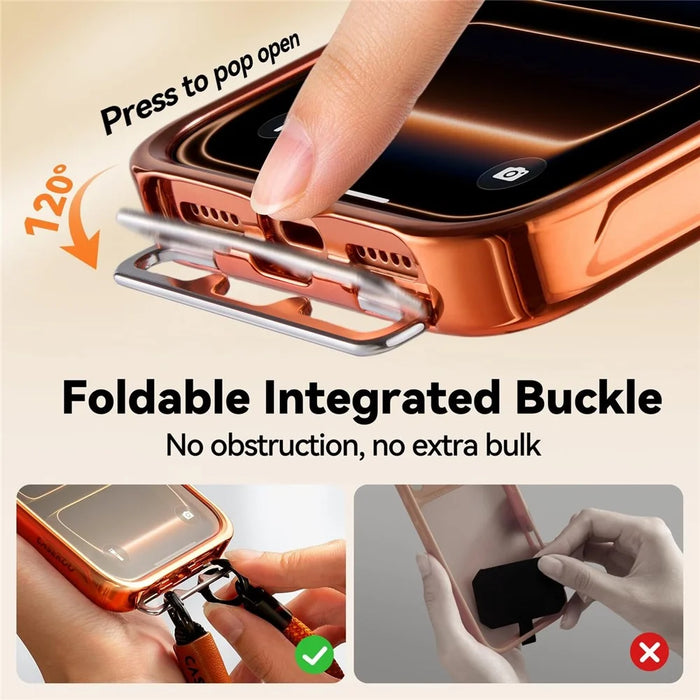 CASEKOO for iPhone 18 Pro Max / 17 Pro Max Magnetic Case Hidden Buckle PC + TPU Shockproof Protective Cover with Strap - Orange - 3