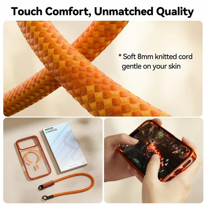 CASEKOO for iPhone 18 Pro Max / 17 Pro Max Magnetic Case Hidden Buckle PC + TPU Shockproof Protective Cover with Strap - Orange - 6