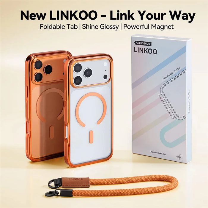 CASEKOO for iPhone 18 Pro Max / 17 Pro Max Magnetic Case Hidden Buckle PC + TPU Shockproof Protective Cover with Strap - Orange - 7