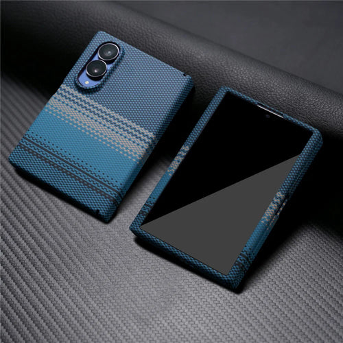 For Samsung Galaxy Z Fold8 Magnetic Case with Screen Protector Water Transfer Hard PC Hinge Protection Phone Cover - Blue - 1