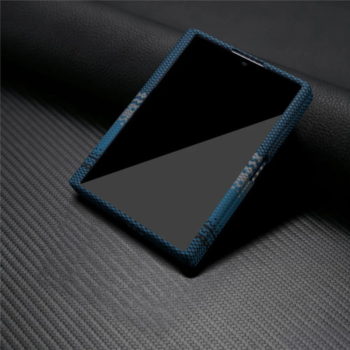 For Samsung Galaxy Z Fold8 Magnetic Case with Screen Protector Water Transfer Hard PC Hinge Protection Phone Cover - Blue - 3