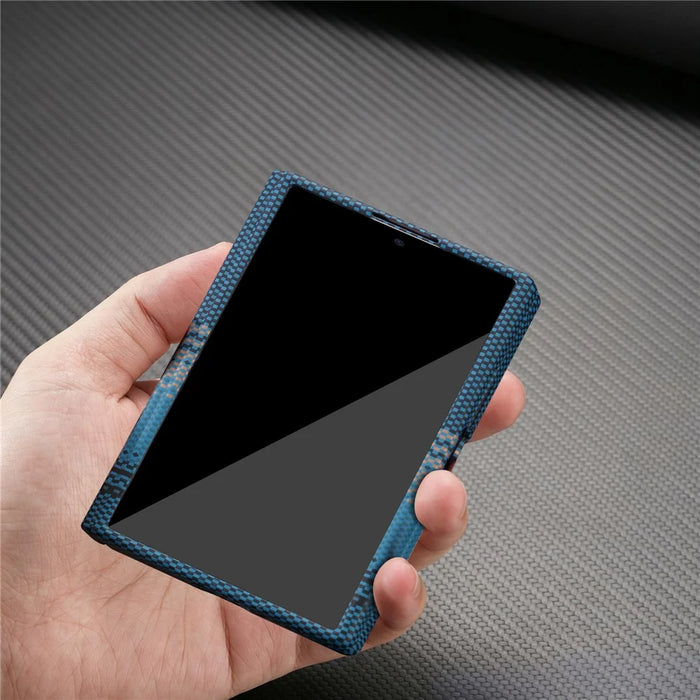 For Samsung Galaxy Z Fold8 Magnetic Case with Screen Protector Water Transfer Hard PC Hinge Protection Phone Cover - Blue - 5
