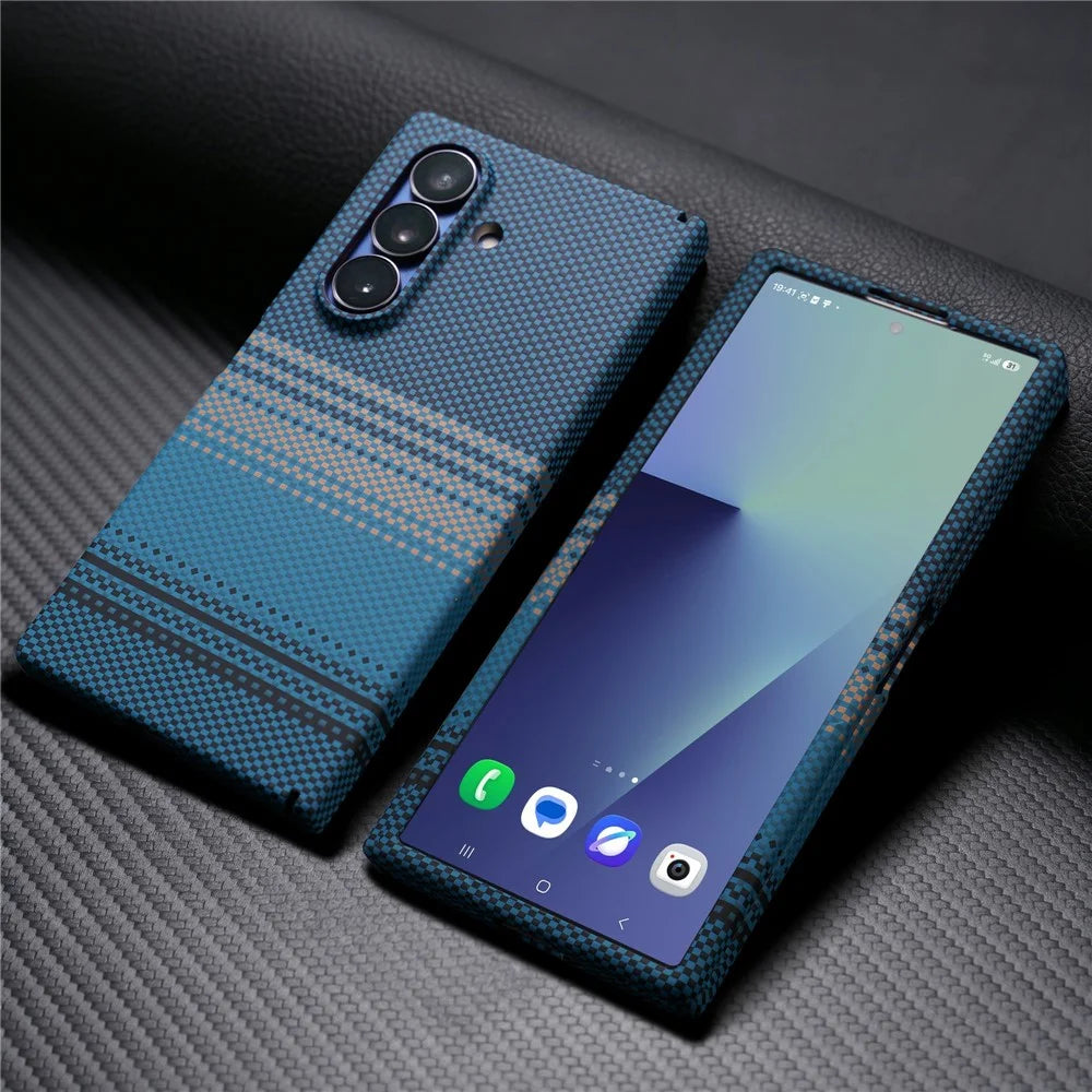 For Samsung Galaxy Z Fold8 Ultra Magnetic Case with Screen Protector Water Transfer Hard PC Hinge Protection Phone Cover - Blue - 1