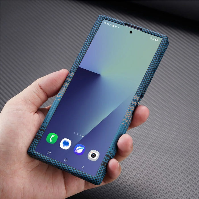 For Samsung Galaxy Z Fold8 Ultra Magnetic Case with Screen Protector Water Transfer Hard PC Hinge Protection Phone Cover - Blue - 6