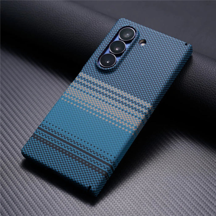 For Samsung Galaxy Z Fold6 5G Magnetic Case with Screen Protector Water Transfer Hard PC Hinge Protection Phone Cover - Blue - 2
