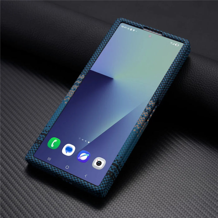 For Samsung Galaxy Z Fold6 5G Magnetic Case with Screen Protector Water Transfer Hard PC Hinge Protection Phone Cover - Blue - 3