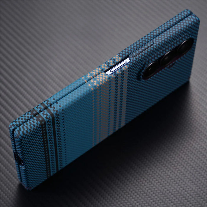 For Samsung Galaxy Z Fold6 5G Magnetic Case with Screen Protector Water Transfer Hard PC Hinge Protection Phone Cover - Blue - 7