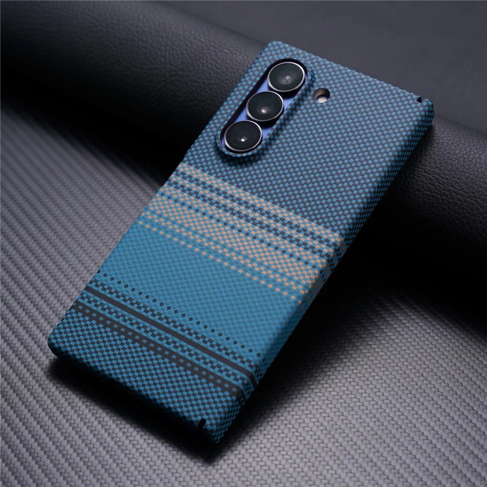 For Samsung Galaxy Z Fold5 5G Magnetic Case with Screen Protector Water Transfer Hard PC Hinge Protection Phone Cover - Blue - 2