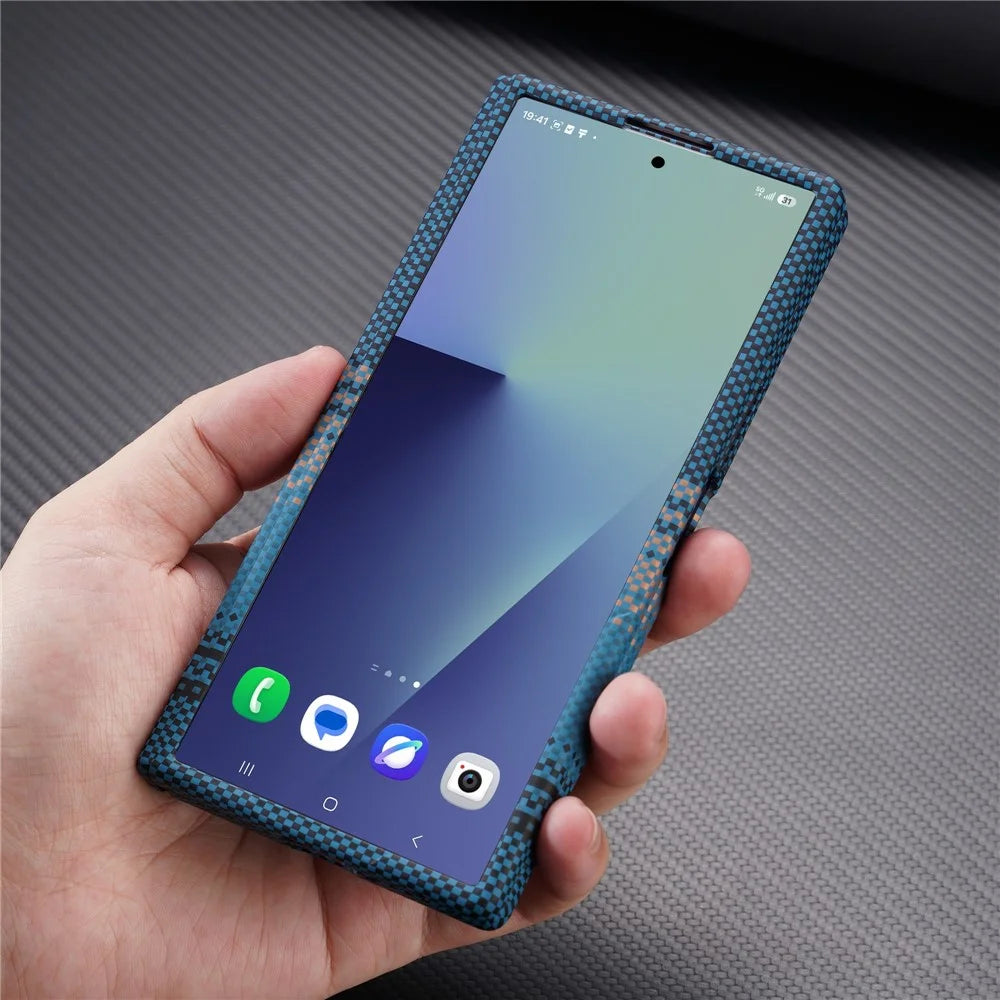 For Samsung Galaxy Z Fold5 5G Magnetic Case with Screen Protector Water Transfer Hard PC Hinge Protection Phone Cover - Blue - 5