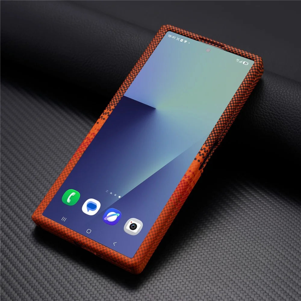 For Samsung Galaxy Z Fold4 5G Magnetic Case with Screen Protector Water Transfer Hard PC Hinge Protection Phone Cover - Orange - 3