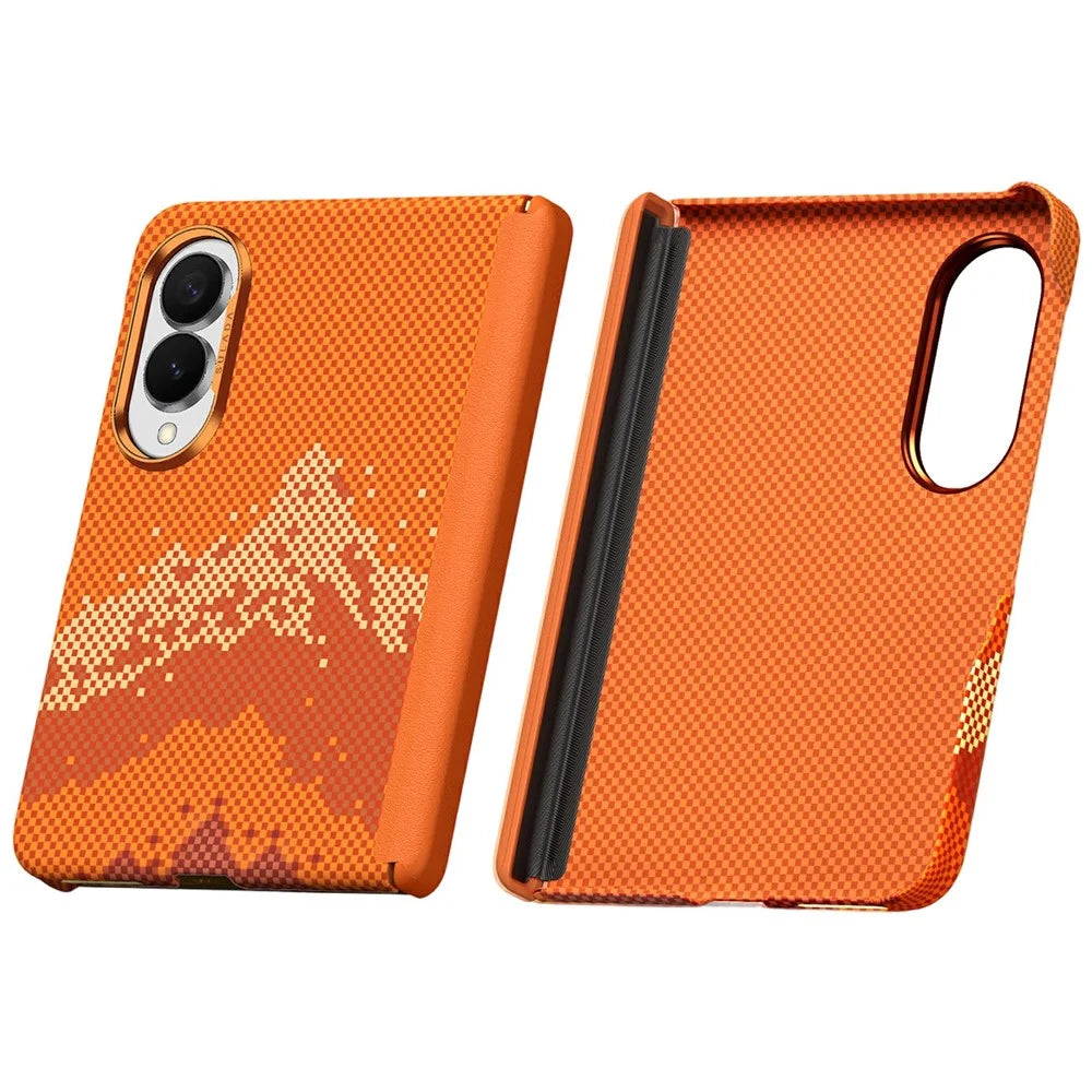 SULADA for Samsung Galaxy Z Fold8 Case Golden Mountain Pattern Skin-Feel Hard PC Slim Phone Cover - Orange - 1