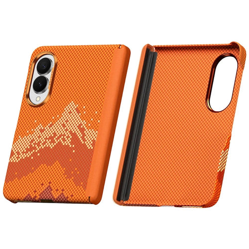 SULADA for Samsung Galaxy Z Fold8 Case Golden Mountain Pattern Skin-Feel Hard PC Slim Phone Cover - Orange - 1