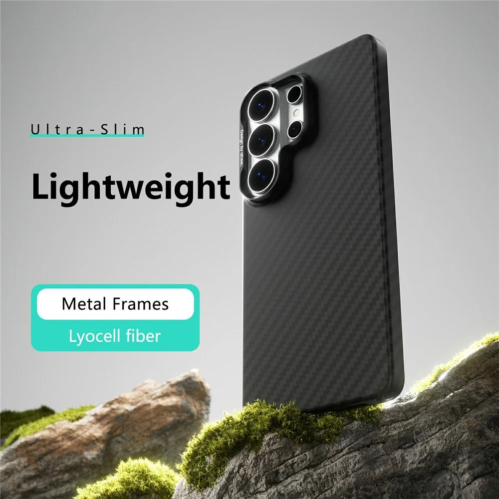 ABEEl for Samsung Galaxy S26 Ultra Magnetic Case PC + TPU Ultra Thin Minimalist Phone Cover - Carbon Fiber Texture - 2
