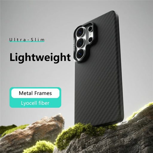 ABEEl for Samsung Galaxy S26 Ultra Magnetic Case PC + TPU Ultra Thin Minimalist Phone Cover - Carbon Fiber Texture - 2