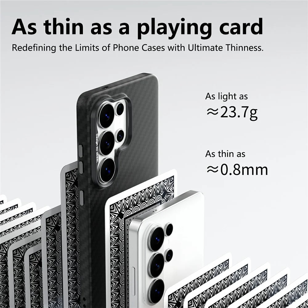ABEEl for Samsung Galaxy S26 Ultra Magnetic Case PC + TPU Ultra Thin Minimalist Phone Cover - Carbon Fiber Texture - 3