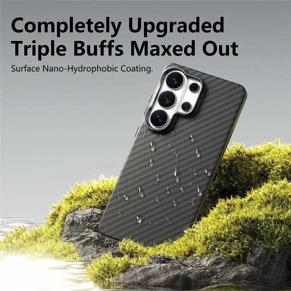 ABEEl for Samsung Galaxy S26 Ultra Magnetic Case PC + TPU Ultra Thin Minimalist Phone Cover - Carbon Fiber Texture - 5