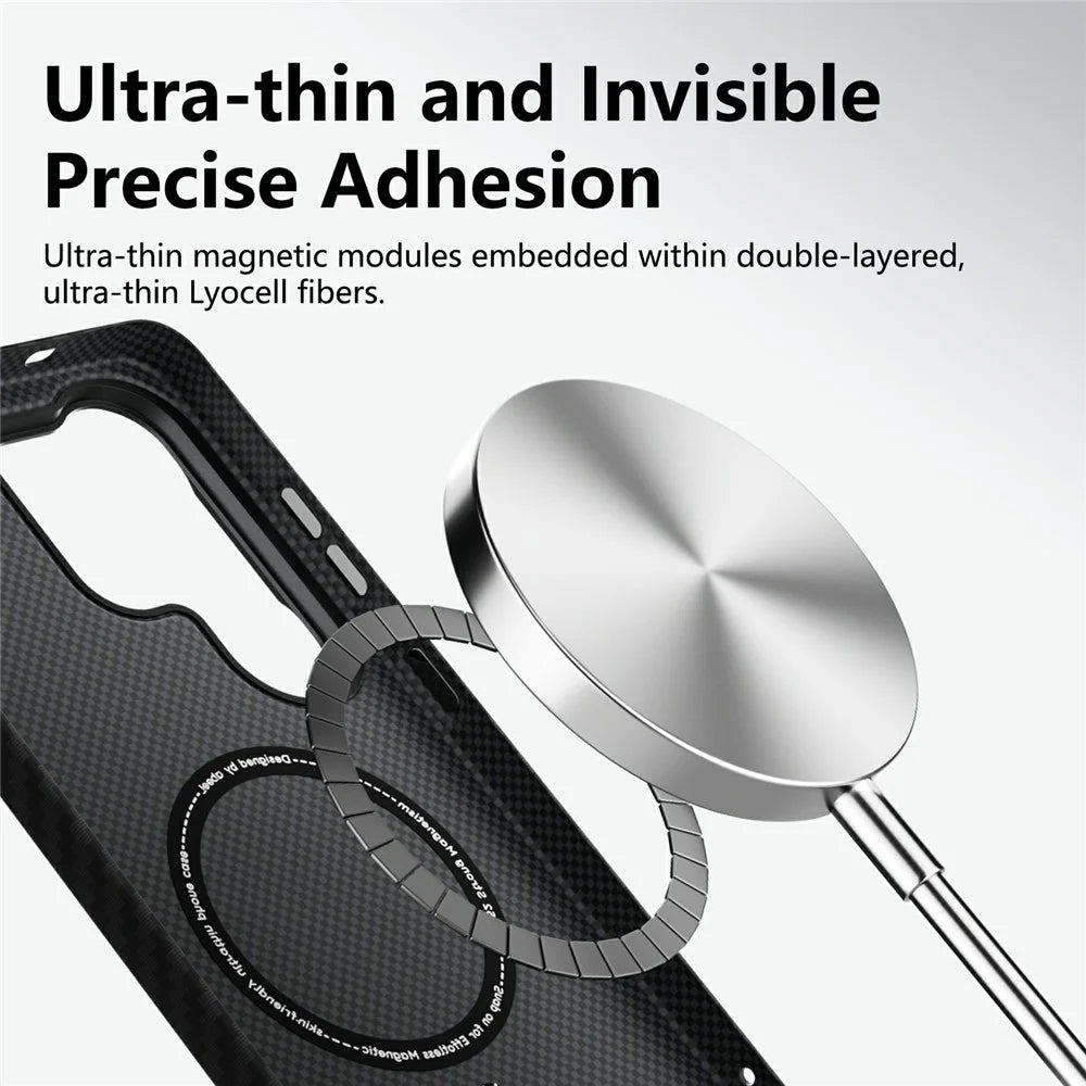 ABEEl for Samsung Galaxy S26 Ultra Magnetic Case PC + TPU Ultra Thin Minimalist Phone Cover - Carbon Fiber Texture - 6