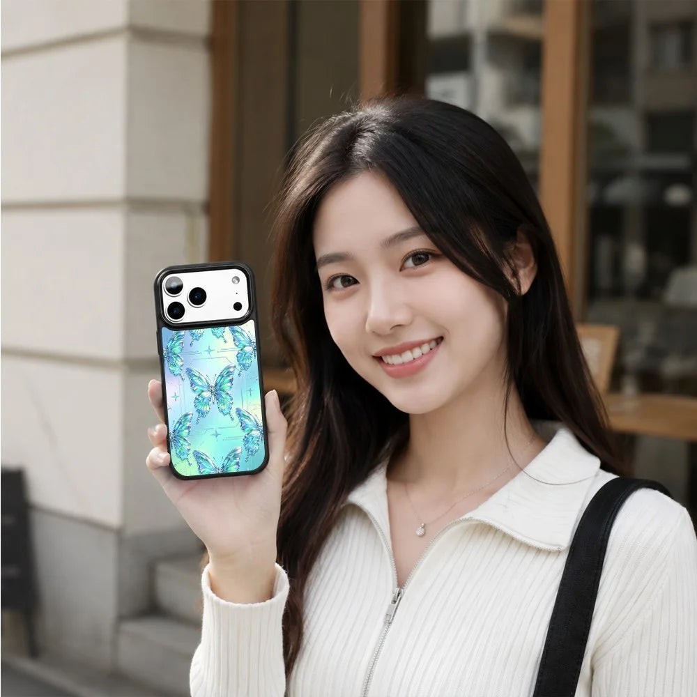 For iPhone 17 Pro Magnetic Case Sweet Garden Art Series UV Pattern Print PC + Silicone Phone Cover - ZX0056 - 6