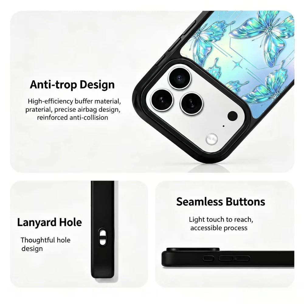 For iPhone 17 Pro Max Magnetic Case Sweet Garden Art Series UV Pattern Print PC + Silicone Phone Cover - ZX0056 - 4