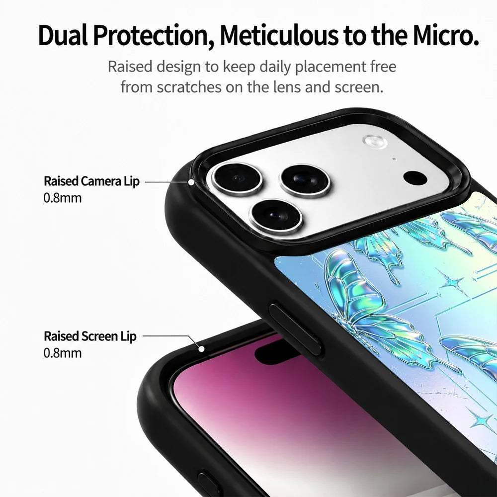 For iPhone 17 Pro Max Magnetic Case Sweet Garden Art Series UV Pattern Print PC + Silicone Phone Cover - ZX0056 - 5