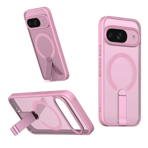 For Google Pixel 11  /  Pixel 11 Pro Magnetic Case Kickstand TPU + Acrylic Phone Cover - Pink - 1