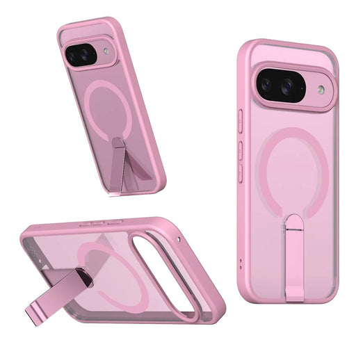 For Google Pixel 11  /  Pixel 11 Pro Magnetic Case Kickstand TPU + Acrylic Phone Cover - Pink - 1