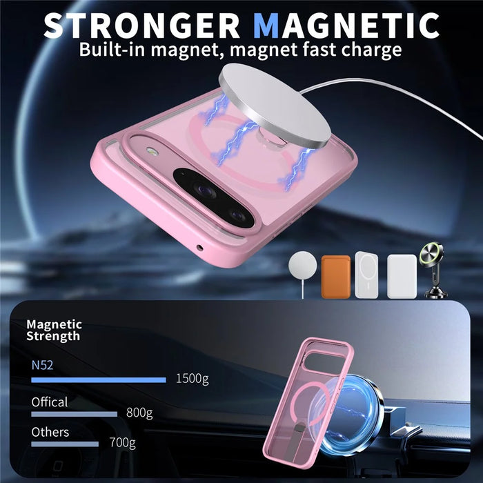 For Google Pixel 11  /  Pixel 11 Pro Magnetic Case Kickstand TPU + Acrylic Phone Cover - Pink - 2