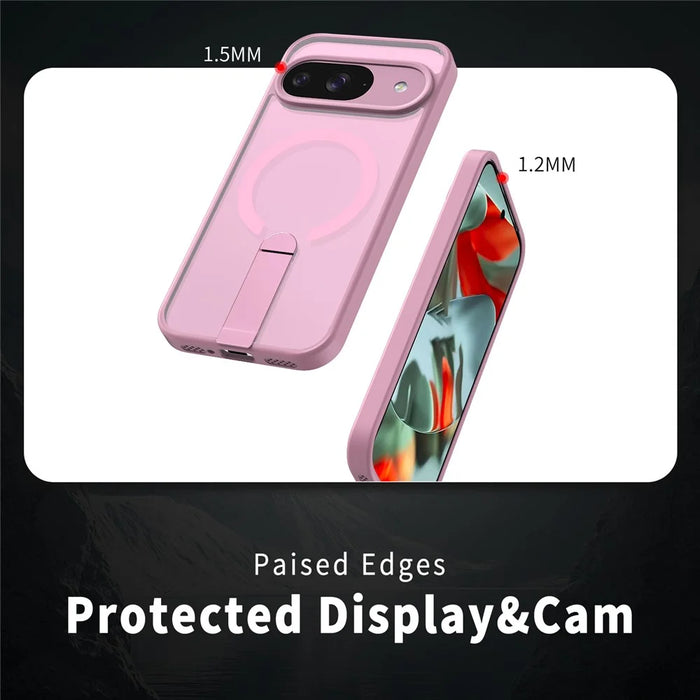 For Google Pixel 11  /  Pixel 11 Pro Magnetic Case Kickstand TPU + Acrylic Phone Cover - Pink - 4